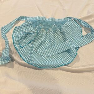 Vintage Blue Gingham Smocked Apron